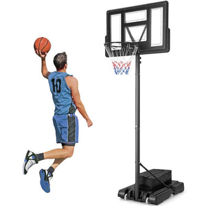 4.25-10 Feet Adjustable Basketball Hoop System with 44 Inch Backboard