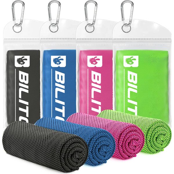 4 packs Super fiber Ice Towel Neck, Soft Breathable Cold Towel Cooling, Yoga, Sports, Golf, Gym, Camping, Running, Fitness, Exercise and More Activities