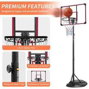 Adjustable Portable Basketball Hoop with 32" Backboard for Indoor & Outdoor Play 7.5ft - 9.2ft