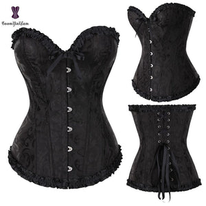 Sexy Women Steampunk Clothing Gothic Plus Size Corsets Lace Up Boned Over bust Bustier Waist trimmer Cincher Body Shaper Corselet S-6XL