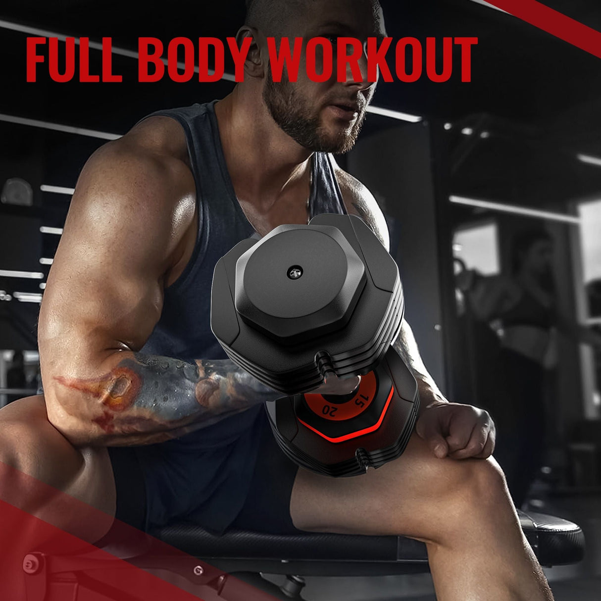 25LB 5 in 1 Single Adjustable Dumbbell Free Dumbbell Weight Adjust with Anti-Slip Metal Handle, Ideal for Full-Body Home Gym Workouts