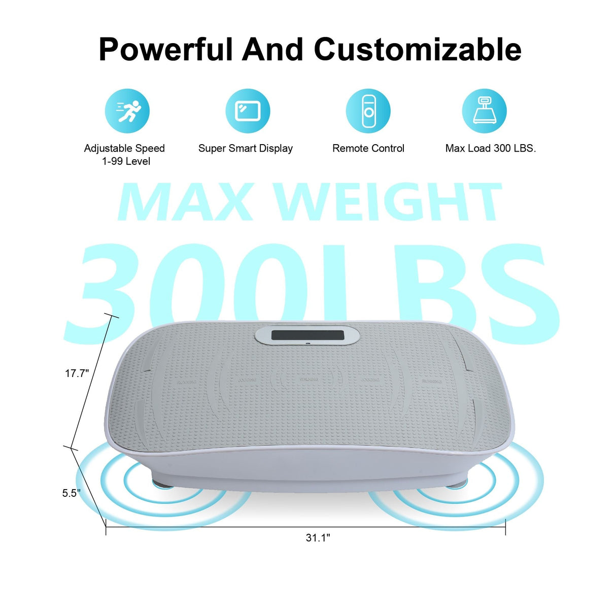 Full Body Vibration Plate Crazy Fitness Massage 10-Frequency Weight Loss & Fat Burner Shaking Machine For Unisex Grey 034