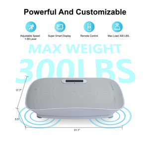 Full Body Vibration Plate Crazy Fitness Massage 10-Frequency Weight Loss & Fat Burner Shaking Machine For Unisex Grey 034