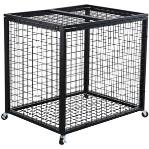 Heavy-Duty Sports Ball Storage Cart with Lockable Basketball Cage and Double Lids