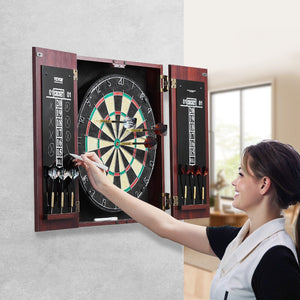 Dartboard and Cabinet Set Official Size Complete dart board Accessory Steel Tip Dart