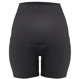 Women Maternity bike Shorts Seamless Pregnancy Short Underwear Shapewear Fitness Yoga maternity alethic Shorts High Waist Over the Belly Pants with Two Side Pockets