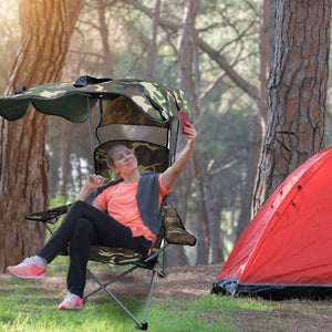 Portable Camping Chair with Adjustable Canopy - Lightweight Folding Design for Sunshade