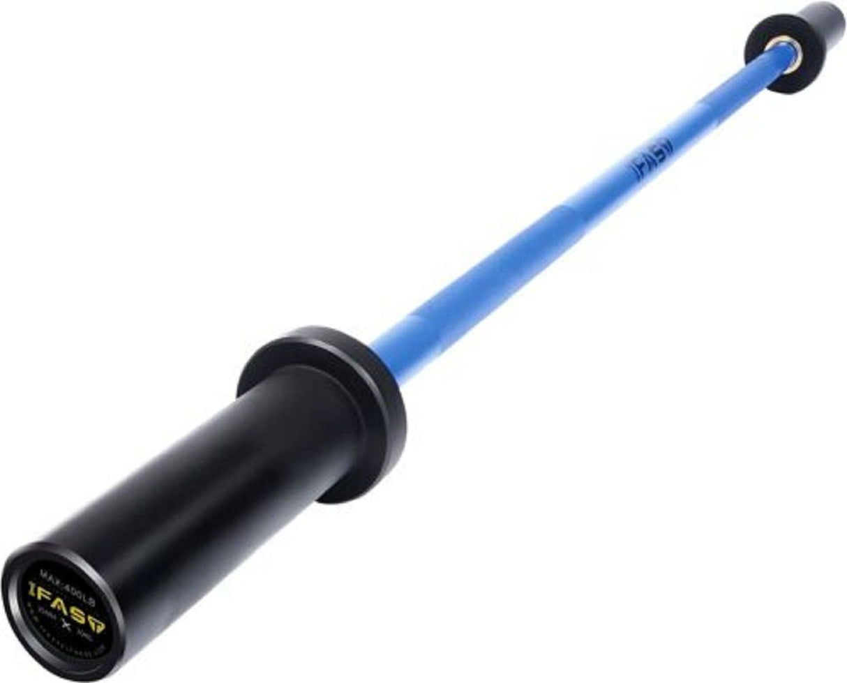 Blue Olympic Barbell Bar, 4Ft Solid Chrome Weight Bar with Bearings, 400Lbs Capacity Weightlifting Bar for Home Gym Workout Strength Training Squat, Suitable for 2-Inch Plates