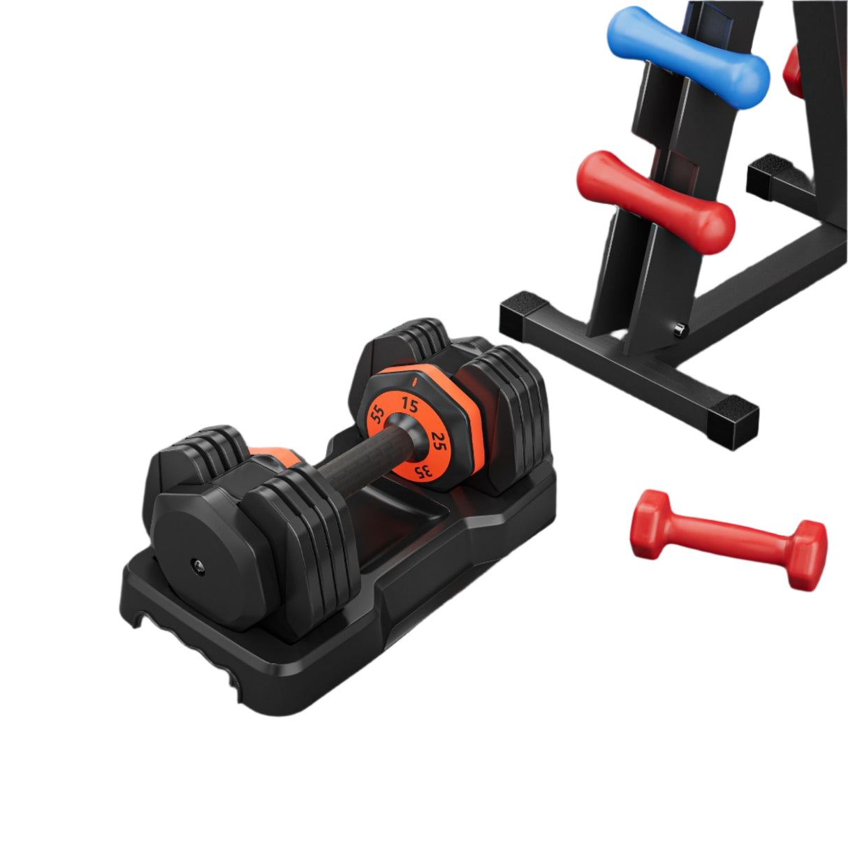 55LB 5 in 1 Single Adjustable Dumbbell Free Dumbbell Weight Adjust with Anti-Slip Metal Handle, Ideal for Full-Body Home Gym Workouts