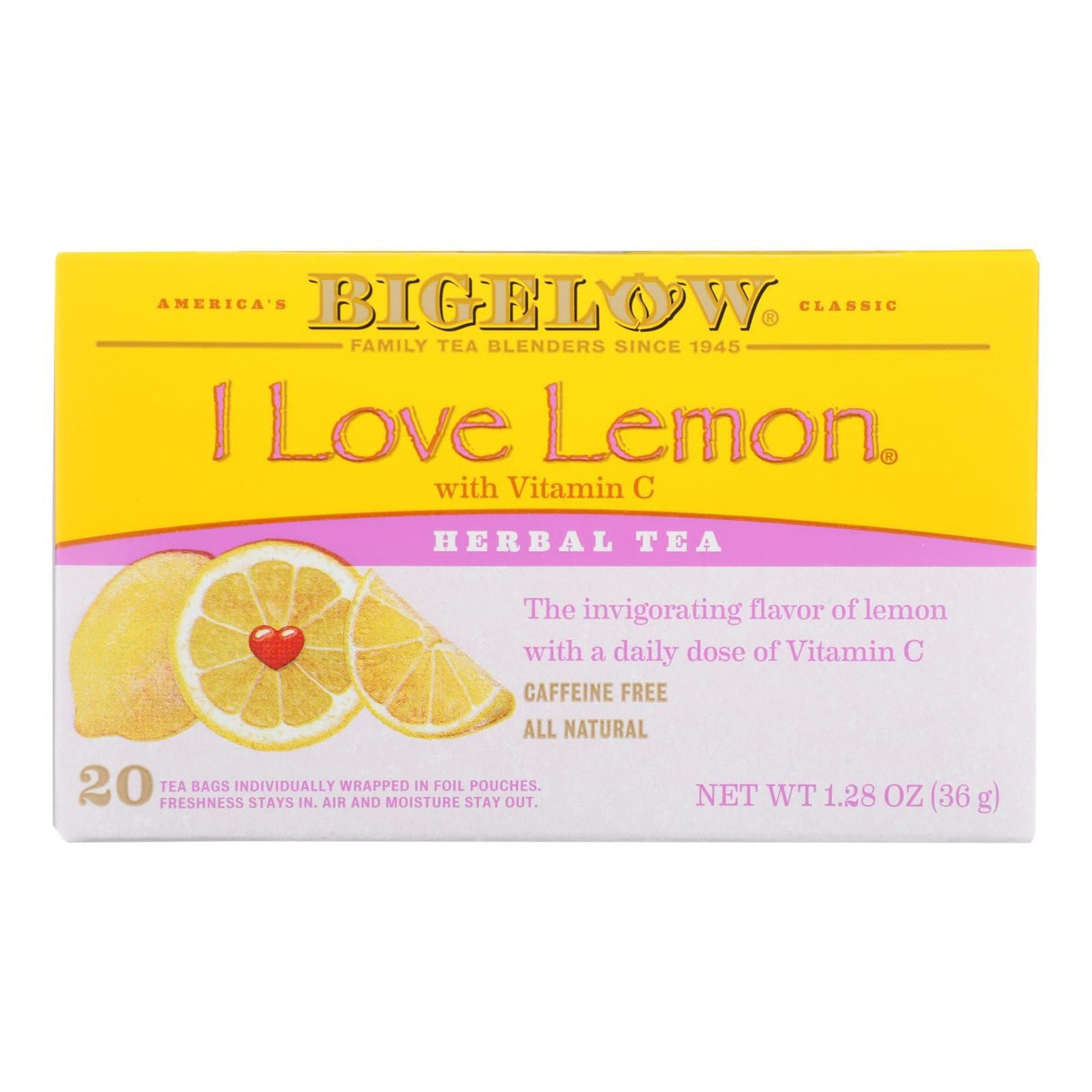 Bigelow Tea, I Love Lemon Herb Tea - Case Of 6 - 20 Bag