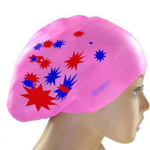 Pink Long Hair Swim Caps Waterproof Swimming Cap