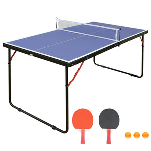 Tennis Table Foldable & Portable Ping Pong Table Set with Net and 2 Ping Pong Paddles for Indoor Outdoor Game