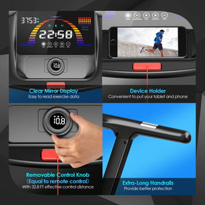 4.75HP Folding peloton Treadmill with Preset Programs Touch Screen Control