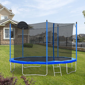 12FT Trampoline with Safety Enclosure and Ladder - Perfect for Kids and Adults, Includes Basketball Hoop