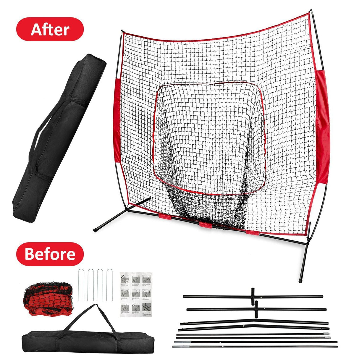 7x7ft Baseball Softball Tee ball Practice softball Net Batting Hitting Pitching Training baseball Net
