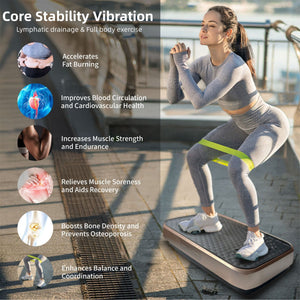Vibration Plate Exercise Machine, Whole Body Fitness Platform for Lymphatic Drainage, Vibrating Shaker Board with 120 Speed Levels, Weight Loss and Fat Burner Workout Equipment for Women and Men