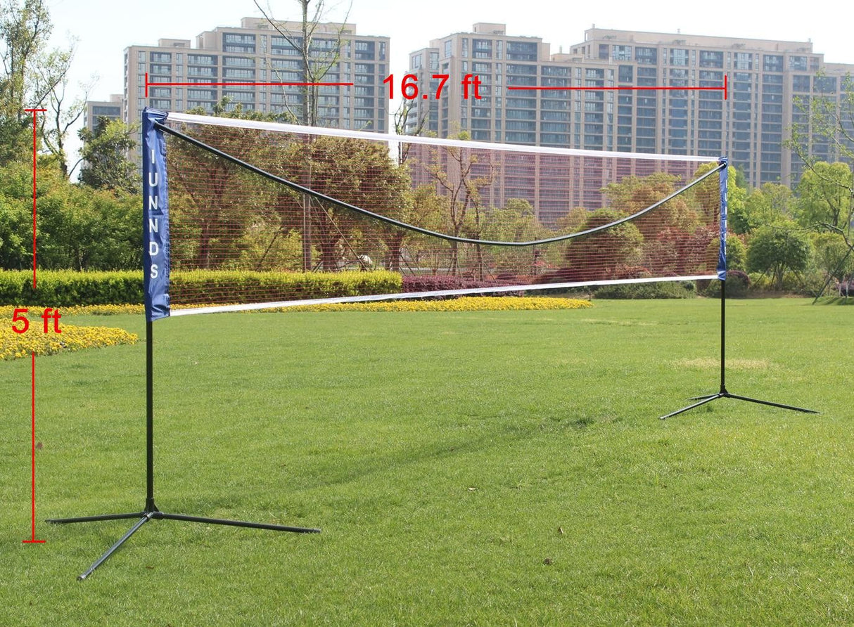 Portable Large Volleyball Net Badminton Net with Carrying Bag Stand/Frame 17FT