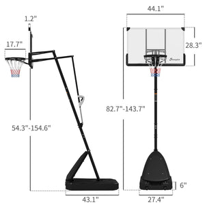 Freestanding Adjustable Basketball Hoop with 44" Shatterproof Backboard & Wheels