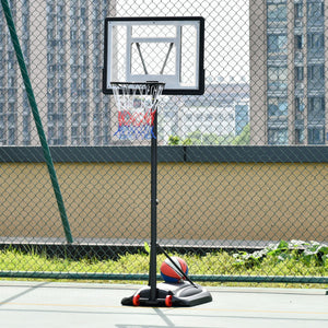 Soozier Freestanding Basketball Hoop Stand 5.5ft-7.5ft Adjustable Transparent Backboard with Wheels for Teens