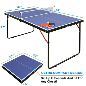 ping pong Table, Tennis Table Foldable & Portable Ping Pong Table Set with Net and 2 Ping Pong Paddles for Indoor Outdoor Game