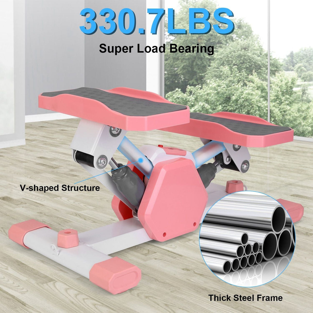 stepper machine, Mini Stepper Stair Stepper with Resistance Bands Quiet Workout Stepper with Digital Timer Max 330.7LBS Load for Home