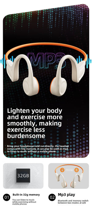 Bluetooth headset 32G memory earbuds not into the ear sports running anti-drop headphones