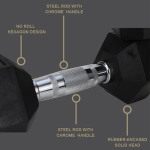 HDRS Rubber Coated Dumbbell with Contoured Chrome Handle