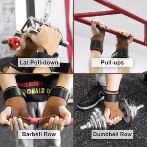 Wrist Straps - Weightlifting Hooks, Non-slip Cowhide Padded Workout Gloves for Men and Women Deadlift, Pull Up, Rows, Home Gym Power Training (Brown)