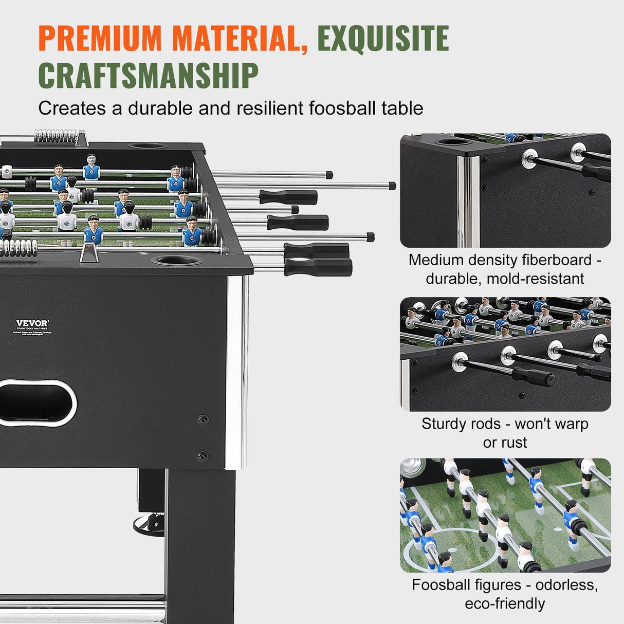 Foosball Table, 55-inch Standard Size Foosball Table, Indoor Full Size Foosball Table for Home, Family, and Game Room, Soccer with Foosball Table Set, Includes 4 Balls and 4 Cup Holders