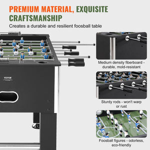 Foosball Table, 55-inch Standard Size Foosball Table, Indoor Full Size Foosball Table for Home, Family, and Game Room, Soccer with Foosball Table Set, Includes 4 Balls and 4 Cup Holders
