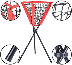 Portable Batting Movable Baseball & Softball Practice Ball Caddy Stands Foldable Pyramid Baseball Net Stand Training Softball net Tennis Ball
