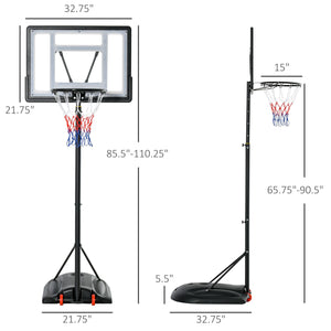 Soozier Freestanding Basketball Hoop Stand 5.5ft-7.5ft Adjustable Transparent Backboard with Wheels for Teens