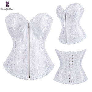 Sexy Women Steampunk Clothing Gothic Plus Size Corsets Lace Up Boned Over bust Bustier Waist trimmer Cincher Body Shaper Corselet S-6XL