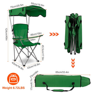 Portable Camping Chair with Adjustable Canopy - Lightweight Folding Design for Sunshade