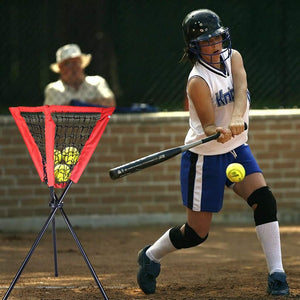 Portable Batting Movable Baseball & Softball Practice Ball Caddy Stands Foldable Pyramid Baseball Net Stand Training Softball net Tennis Ball