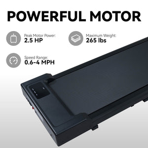 2.5HP Under Desk Treadmill, Portable Walking Pad for Home & Office, Compact Running & Walking Machine with Remote Control, LED Display, Black