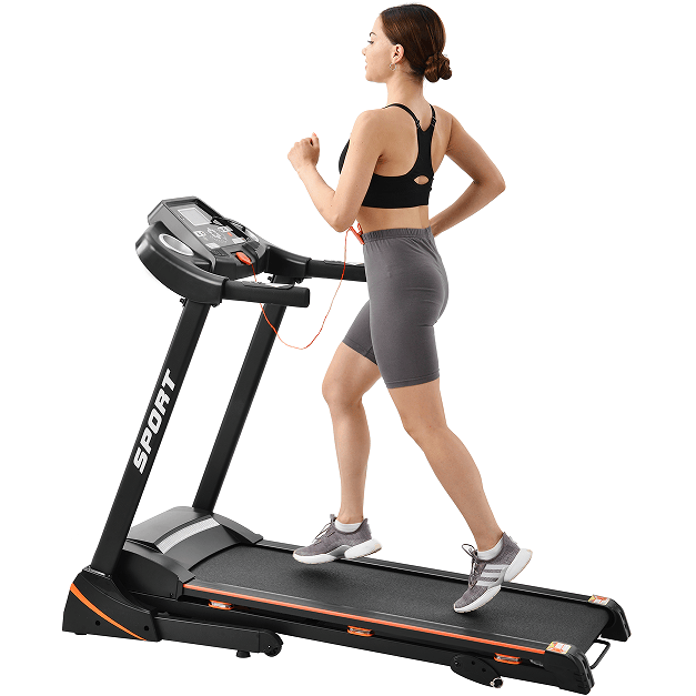 330LBS Folding peloton Treadmill Aerobic Training 14.8KM/h Running Fitness LCD Display 5in 3.5HP motor, Medium Treadmill Home / Office adult men and women
