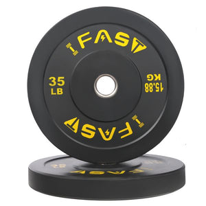 Olympic Weight Plates, Rubber Bumper Plates, 2 Inch Steel Insert 35lb Bundle