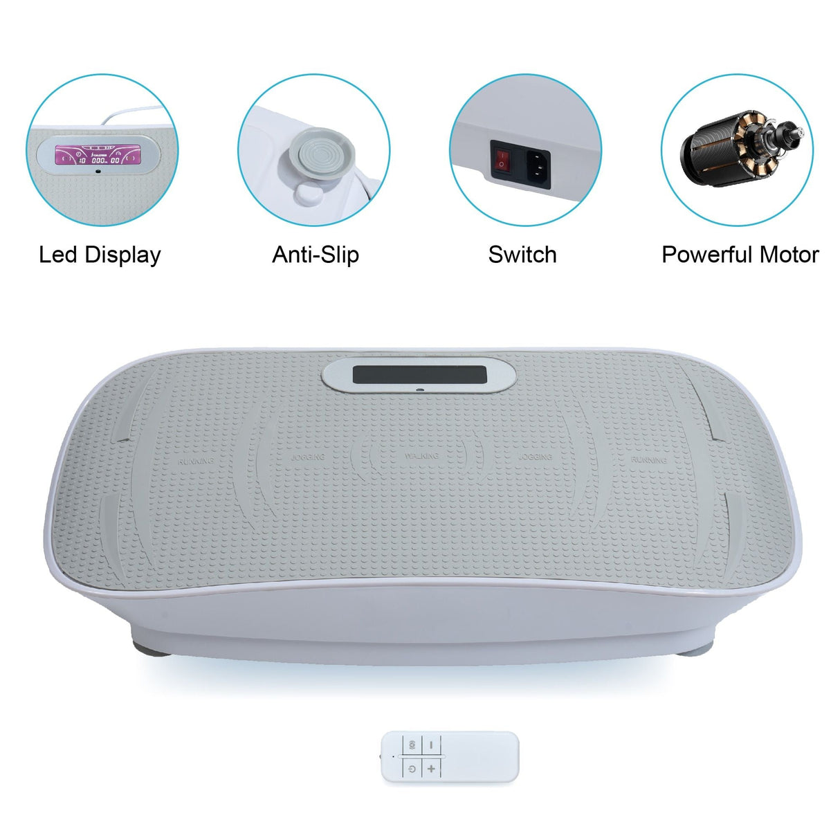 Full Body Vibration Plate Crazy Fitness Massage 10-Frequency Weight Loss & Fat Burner Shaking Machine For Unisex Grey 034