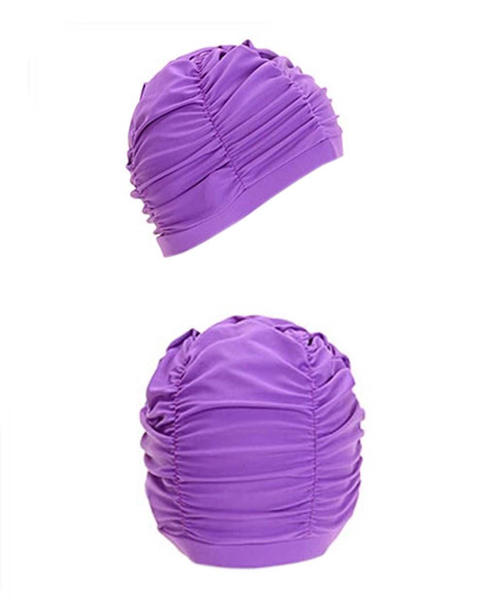 purple Long Hair Swim Caps Waterproof Swimming Cap Solid Color Purple