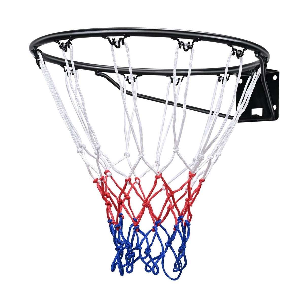 Heavy Duty Q235 Basketball Rim - Wall Mounted Indoor Outdoor Hoop with Net & Double Spring for Kids & Adults