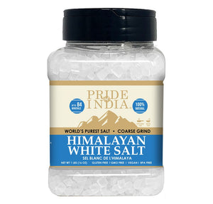 Himalayan White Salt by Pride Of India - 1lb - Rarest & Enriched W/84+ Natural Minerals- Low Sodium- Mineral Rich Nutrition and Enhanced Taste- Healthier Table Salt Substitute