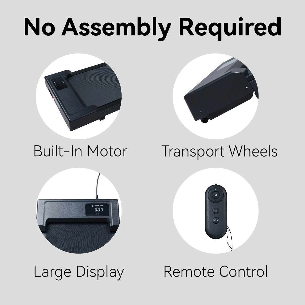 2.5HP Under Desk Treadmill, Portable Walking Pad for Home & Office, Compact Running & Walking Machine with Remote Control, LED Display, Black