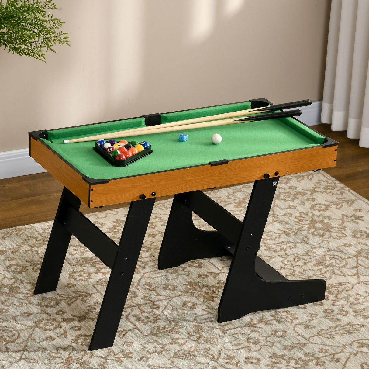 38" Foldable Billiards Tabletop Game, Pool Table Set, Fun for the Whole Family with Easy Folding for Storage, Balls, Cues, Chalk, Brush for Game Room, Man Cave