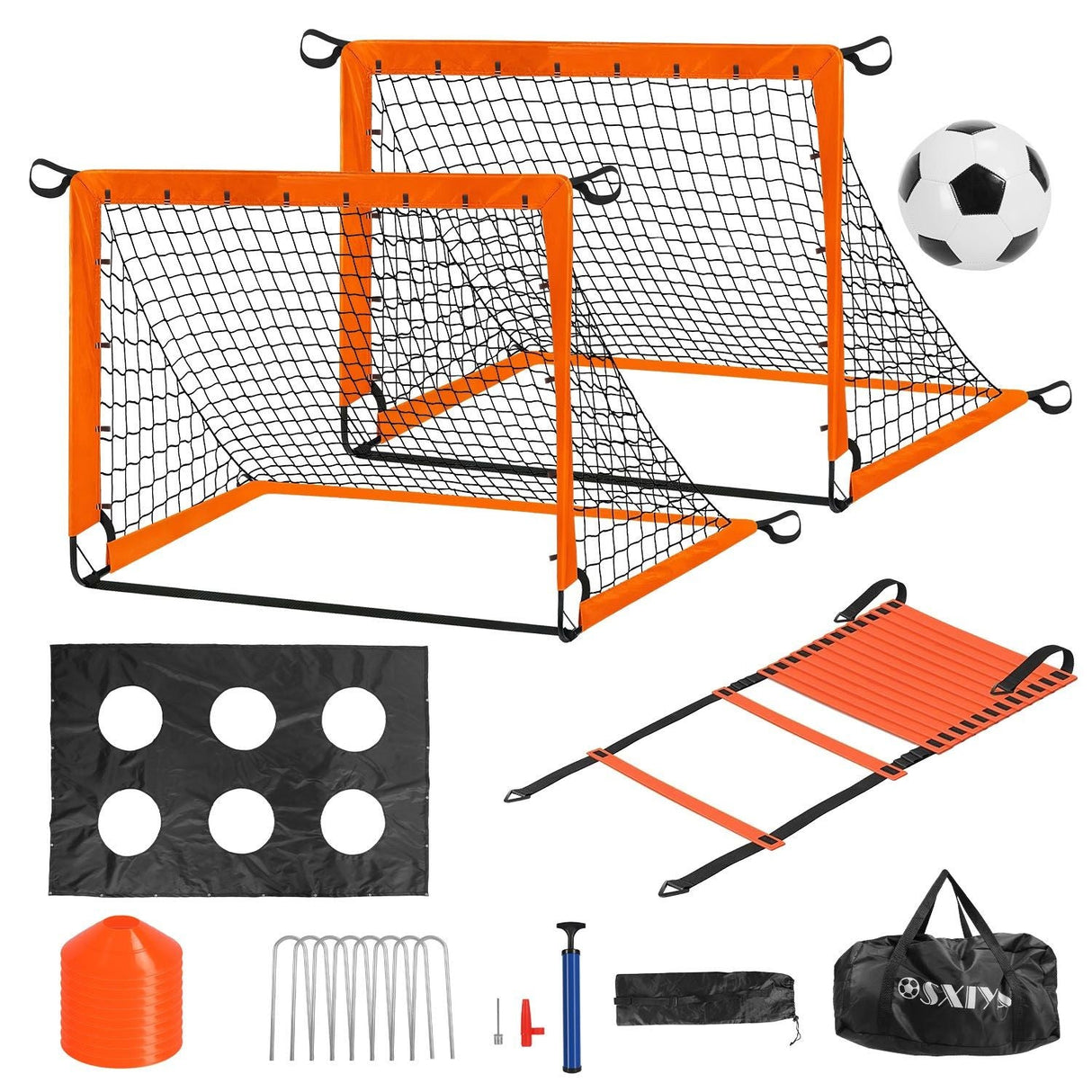 Portable Kids Soccer Training Goal Set with Pump, Cones, and Agility Ladder for Backyard Fun