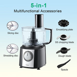 All-in-One 600W Food Processor and Mixer with 10-Cup Capacity for Chefs