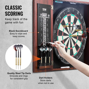 Dartboard and Cabinet Set Official Size Complete dart board Accessory Steel Tip Dart