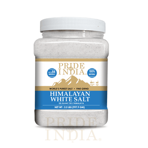 Himalayan White Salt by Pride of India - 2.2Lbs - Rarest & Enriched W/84+ Natural Minerals- Low Sodium- Mineral Rich Nutrition and Enhanced Taste- Healthier Table Salt Substitute