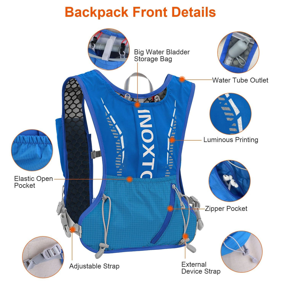 Sport Hydration Vest Running Backpack with 15oz 50oz Water running hydration bladder Adjustable Strap Storage Bag for Trail Running Marathon Race Hiking