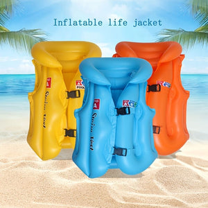 Children's Inflatable Swim Vest - Ages 4-12, Adjustable Safety Buckle & Dual Airbags for Pool & Beach Fun